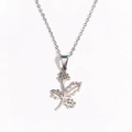 Minimalist silver finish stainless steel necklace with plant leaf pendant and thin chain - December Steel