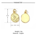Golden rose relief charm and oval pendant with size 21x12mm dimensions and weight - Gold Oval Rose Pendant-2