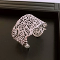 Polished silver double-layer hulu open cuff bracelet with intricate mesh hollow patterns - Silver Irregular Mesh Hollow Bangle