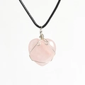 Pink heart-shaped natural crystal pendant with handcrafted silver wire wrapping - White Crystal / Heart - Silver