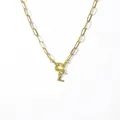Golden paperclip chain necklace with letter L pendant and micro-paved cubic zirconia stones - Letter L