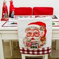 Christmas chair cover featuring Santa Claus pattern and Merry Christmas text print - Santa Claus White