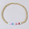 Fashionable beaded bracelet with gold round beads and multi-colored faceted accents - Multicolor
