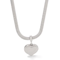 Elegante silberne Schlangenkette mit poliertem Herzanhänger für Damen aus Edelstahl - Silber Halskette (PDD033)