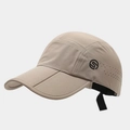 Detail of light khaki quick-dry baseball cap showing center fold design and side laser vents - Adjustable / Khaki