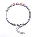 Colorful evil eye bracelet with pink, orange, and purple gems on a dark silver snake chain - Colorful Gemstone Snake Chain (C132) / Silver Gray