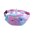 Pink and blue tie-dye plush unicorn fanny pack for kids with silver horn and embroidery - Plush Violet