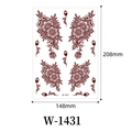 Waterproof mandala henna tattoo sticker in reddish brown with floral lace design - Deep Reddish Brown Mandala Floral (W-1431S)