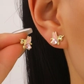 Unicorn stud earrings in gold with pink heart crystal and wings for a luxury look - Pink Unicorn / 14k Light Gold Pink Unicorn Style (8214)