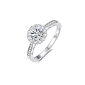 S925 silver moissanite ring with floral bud petal design and brilliant round cut center stone - Adjustable Open / Halo Luxurious Elegant Style (FDJZ-448)