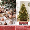 117pcs gold and coffee Christmas tree ornaments set including reindeer and star topper - 210cm Christmas Tree Accessory Pack / Golden Coffee