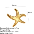 18K gold plated stainless steel starfish ring with size dimensions and product weight details - Large Matte Gold Starfish (JZ-YS455)