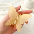 Matte beige butterfly hair claw clip for women, large size hair accessory for styling - Yellow Butterfly Claw Clip / Yellow