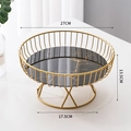 Golden metal wire fruit basket with black marble pattern tray, 27cm diameter bowl - 27cm / Large Black Gold (Glass Base)