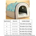 Casa para mascotas gris y azul semicerrada con guía de tallas para perros y gatos - S (40*35*33cm) / Gris Azulado