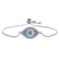 Verstellbares Armband mit Evil Eye Motiv, bunten Zirkonia und praktischem Schiebeverschluss - Silber