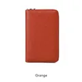 Orange pebbled leather zipper long wallet with RFID protection and textured finish - Orange