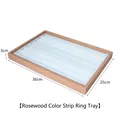 Pearwood color ring display tray with soft velvet slots measuring 36x25x3cm - Rosewood Color Ring Strip Tray