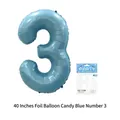 40 inch candy blue number 3 foil balloon with premium retail card packaging - Number 3 / 40 Inch / Candy Blue