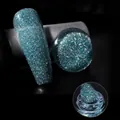 Teal blue diamond glitter nail gel polish in shade 006 with reflective silver sparkles - Dark Green (06)