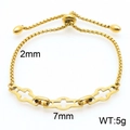 Bracciale a croce in oro e acciaio con catena a scatola regolabile e larghezza 2 mm - Stile Croce Cava Dorato (KB167027-Z)