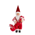 Klassieke kerstmanpop van 30 cm met rood fluwelen pak en zak vol kerstcadeaus - Rode Kruk Kerstman