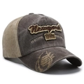 Retro washed baseball cap in dark brown and khaki with New York 1985 embroidery - Coffee