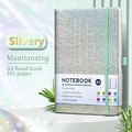 A5 Silver Glitter Dot Grid Notebook with Elastic Band and Pen Loop on a Stage - A5 Strap Lined Notebook / Starry Silver