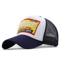 Gorra trucker Western 1985 bordada con rejilla y visera curva azul marino en blanco - Ajustable / Cian/Blanco