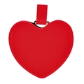 Heart-shaped red PU leather pocket mirror with fine stitching and matching strap - Red