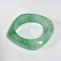 Light green resin square bracelet with misty marble texture and jade-like finish - Geometric Rhombus / Inner Diameter 65mm / Emerald Green