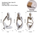 Set di 3 sculture yoga minimaliste in stile pensatore con finitura in arenaria naturale - Set di Mini Figurine / Color Pietra Arena