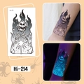Luminous Halloween skull tattoo sticker with blue glowing flame design model Hi-214 - Hi-214 Flame Skull