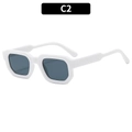 Chic white square frame sunglasses with dark gray lenses in a modern unisex style - White Frame Gray Lens