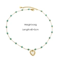 Dettaglio della collana di perline colorate con perle naturali e ciondolo a cuore, 4,4g - N2 Blu Turchese