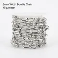 6mm wide silver stainless steel bow-shaped hip hop chain link for DIY jewelry making - 6mm Bowtie Chain*1 Meter