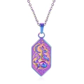 Rainbow gradient hexagon pendant necklace featuring dual rabbits and crescent moon - Rainbow Color Necklace With Pendant