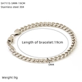 Dettaglio della catena in acciaio inossidabile da 5mm con misure di 19cm - Argento 19cm (SH711S-5MM-19CM)