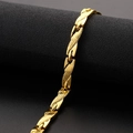 7mm wide gold-tone link bracelet featuring a unique dragon scale texture for men and women - Gold
