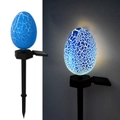 Solar powered garden stake light with blue cracked egg design for outdoor lighting - Easter Egg Stake (Blue)