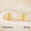 Minimalist gold stainless steel bee stud earrings measuring 25x19mm and weighing 5g - Gold Color (KE116376-KFC)