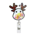 Christmas reindeer acrylic retractable ID badge holder with colorful glitter sequins - Elk