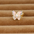 Clou d'oreille papillon doré avec émail dégradé bleu rose et perle centrale incrustée - Y25048-3 Or (Papillon en émail dégradé)