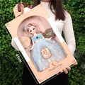 Fashion princess doll with pink hair in blue sequin dress and large gift box set - 41cm Box Blue Wedding Dress 30cm Doll