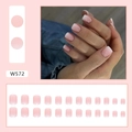 Short square ombre press-on nails in pink and white french style set of 24 pieces - W572 Sweet Short Nails