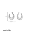 Detailed view of silver croissant twist hoop earrings with size and weight dimensions - Spiral Twill Hoop-Silver