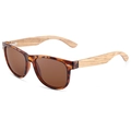 Lunettes de soleil écailles classiques avec branches en bois naturel et verres ambrés - Branches en Bois de Zèbre Monture Écaille Verres Polarisés Thé