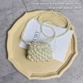 Mini handmade pearl crossbody bag with beaded strap and elegant rectangle design - Off-white Crossbody Finished (8.5x10cm)