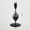 Black matte candle holder with hollow peacock feather design and stable round base - Small (17.5cm) / Black