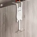 Creamy white cat-shaped door hook made of thickened steel for noise-free hanging - Model F Cat / Cream